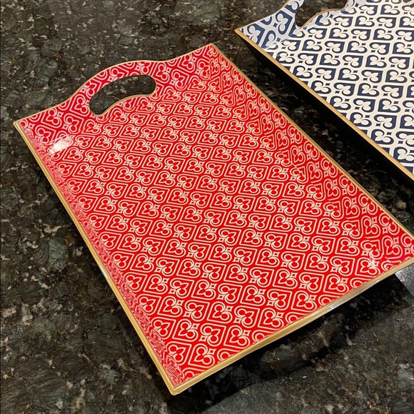 Decorative Red and Blue Pottery Barn Patterned Trays - Picture 3 of 11